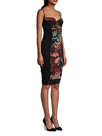 Abito Butterfly-Print Mesh Dress