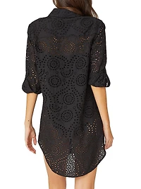 Eyelet-Embroidered Cover-Up Shirtdress