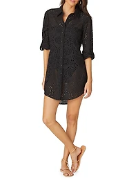 Eyelet-Embroidered Cover-Up Shirtdress
