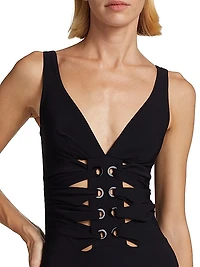 Lucy Lace-Up One-Piece Swimsuit
