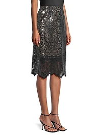 Mackenzie Sequined Lace Midi-Skirt