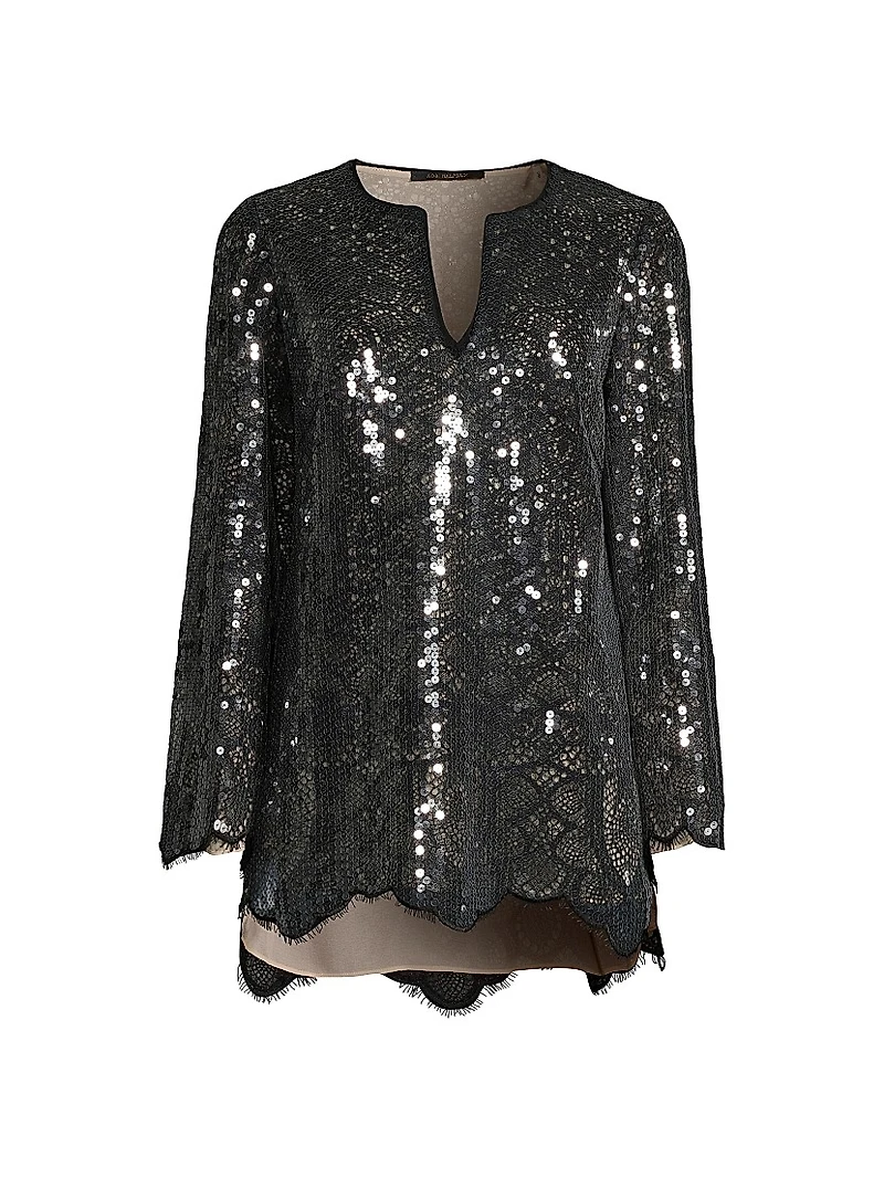 Ellie Sequined Cotton-Blend Lace Tunic