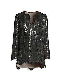 Ellie Sequined Cotton-Blend Lace Tunic