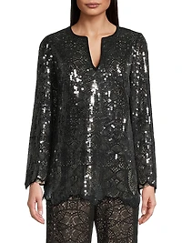 Ellie Sequined Cotton-Blend Lace Tunic