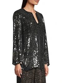 Ellie Sequined Cotton-Blend Lace Tunic