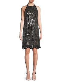 Maya Sequined Lace Sheath Dress