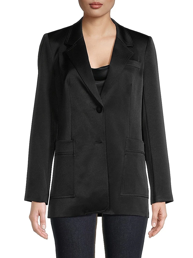 Madelyn Satin-Back Crepe Two-Button Blazer