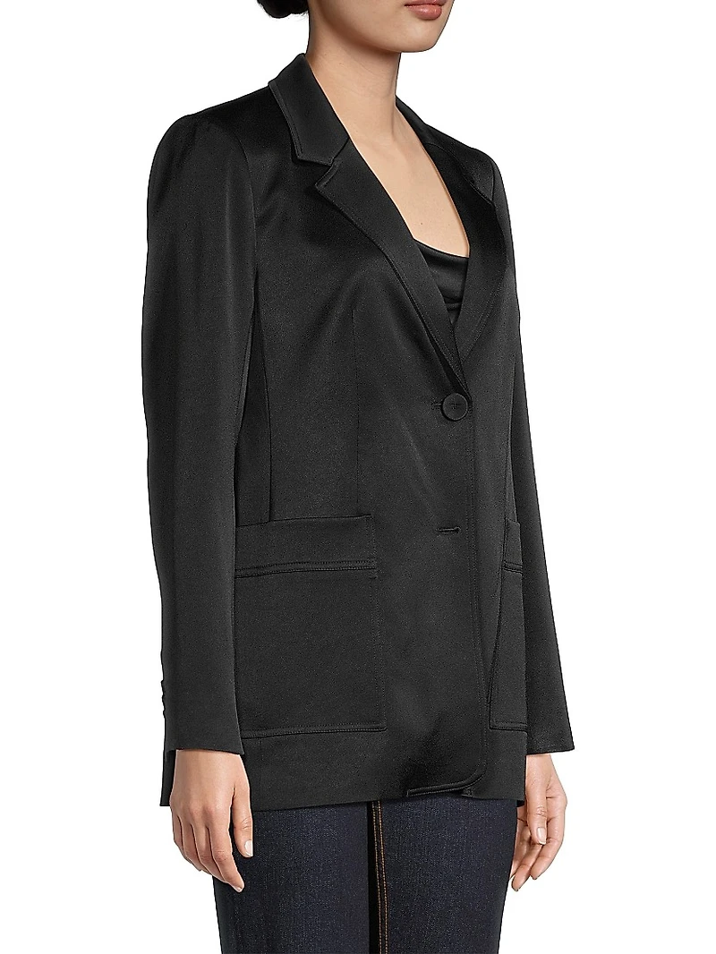 Madelyn Satin-Back Crepe Two-Button Blazer