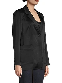Madelyn Satin-Back Crepe Two-Button Blazer