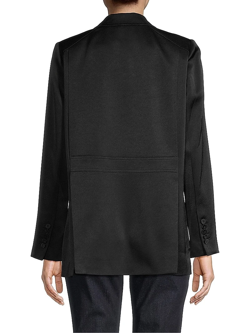 Madelyn Satin-Back Crepe Two-Button Blazer