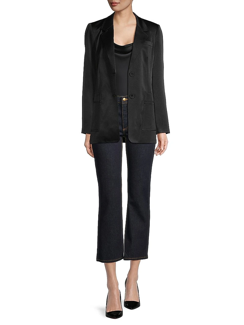 Madelyn Satin-Back Crepe Two-Button Blazer