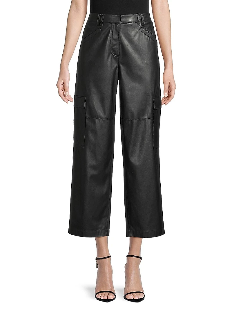 Denise Faux Leather Cargo Pants