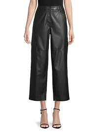 Denise Faux Leather Cargo Pants