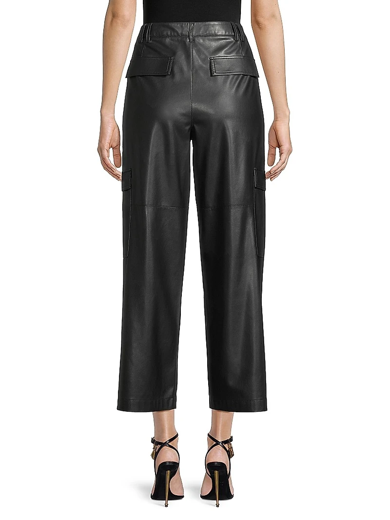 Denise Faux Leather Cargo Pants