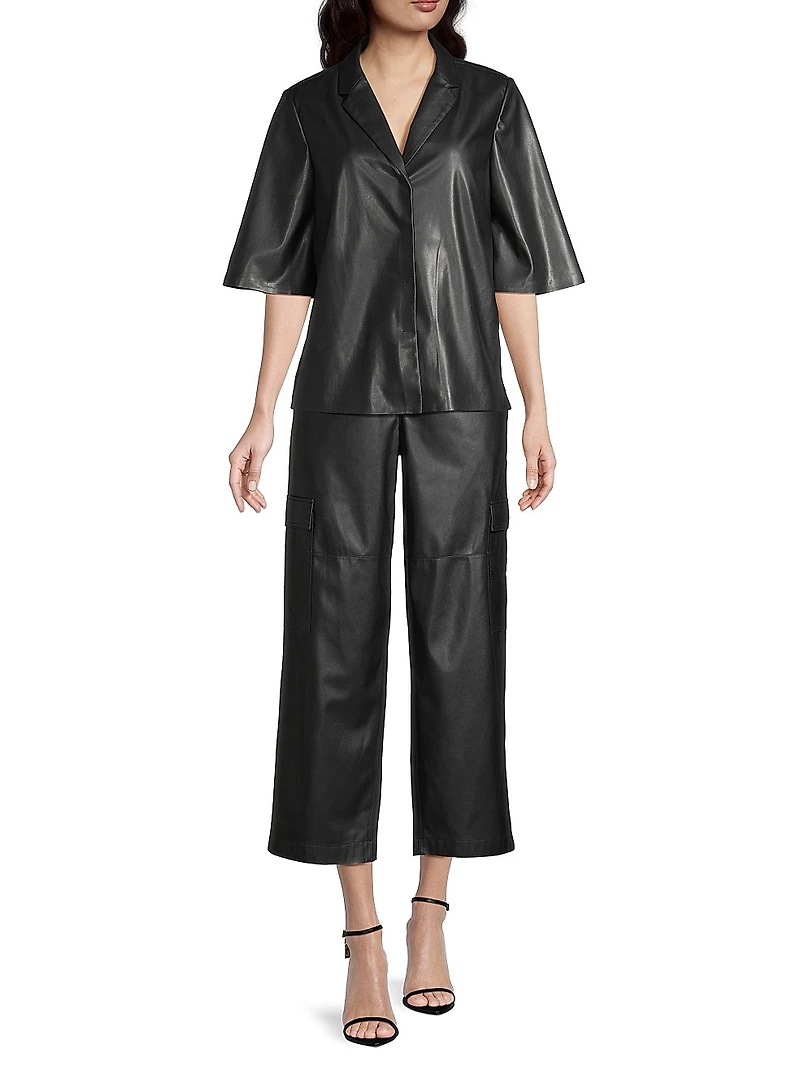 Denise Faux Leather Cargo Pants