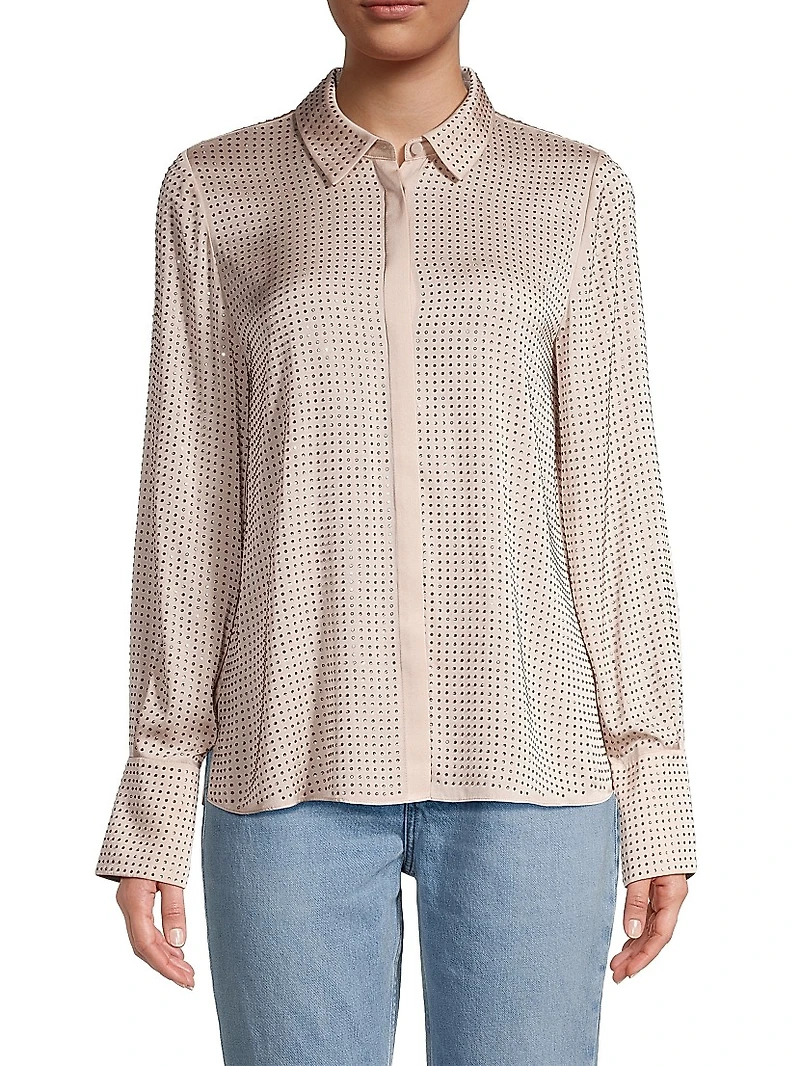 Callie Studded Silk-Blend Blouse