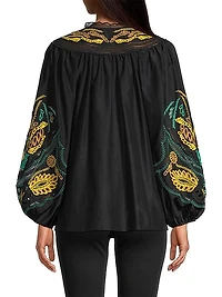 Kehlani Embroidered Cotton-Silk Blouse