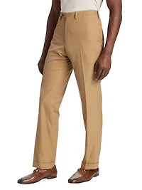 Cotton Flat-Front Trousers