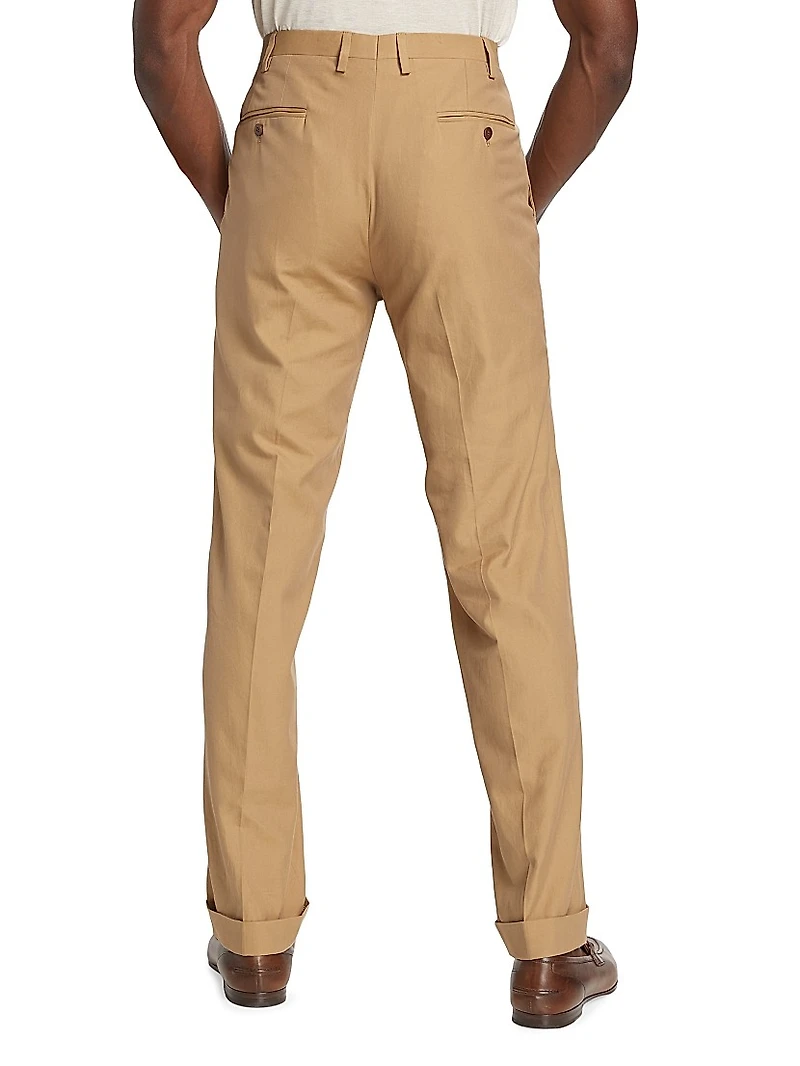 Cotton Flat-Front Trousers