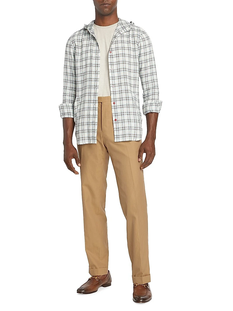 Cotton Flat-Front Trousers