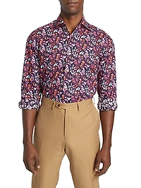 Foliage Print Button-Up Shirt