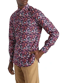 Foliage Print Button-Up Shirt