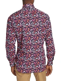 Foliage Print Button-Up Shirt