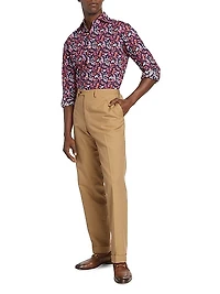Foliage Print Button-Up Shirt