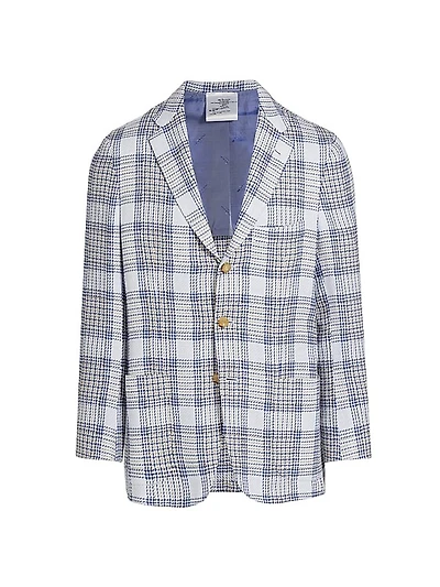 Plaid Cashmere-Linen Three-Button Sport Coat