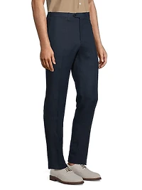Linen Mid-Rise Straight-Leg Pants
