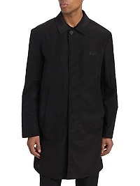 Logo-Embroidered Button-Front Coat