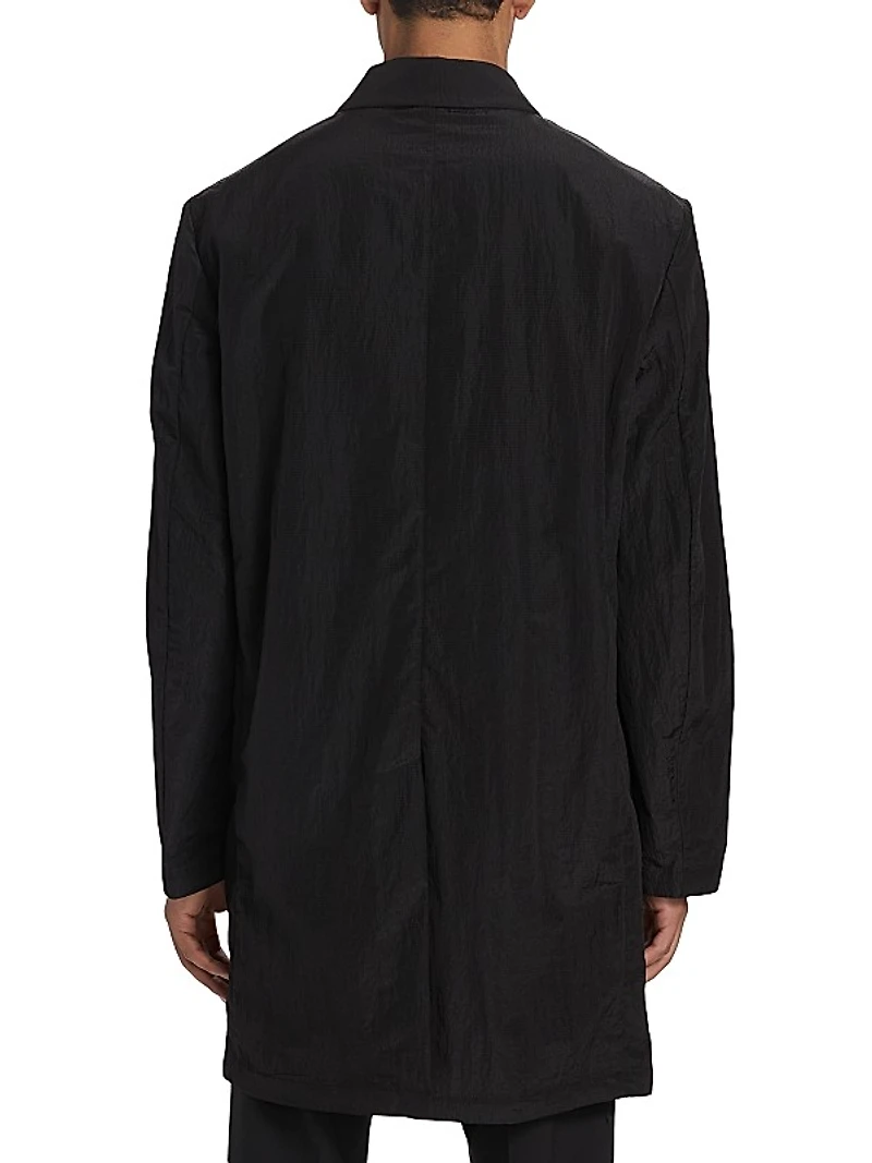 Logo-Embroidered Button-Front Coat