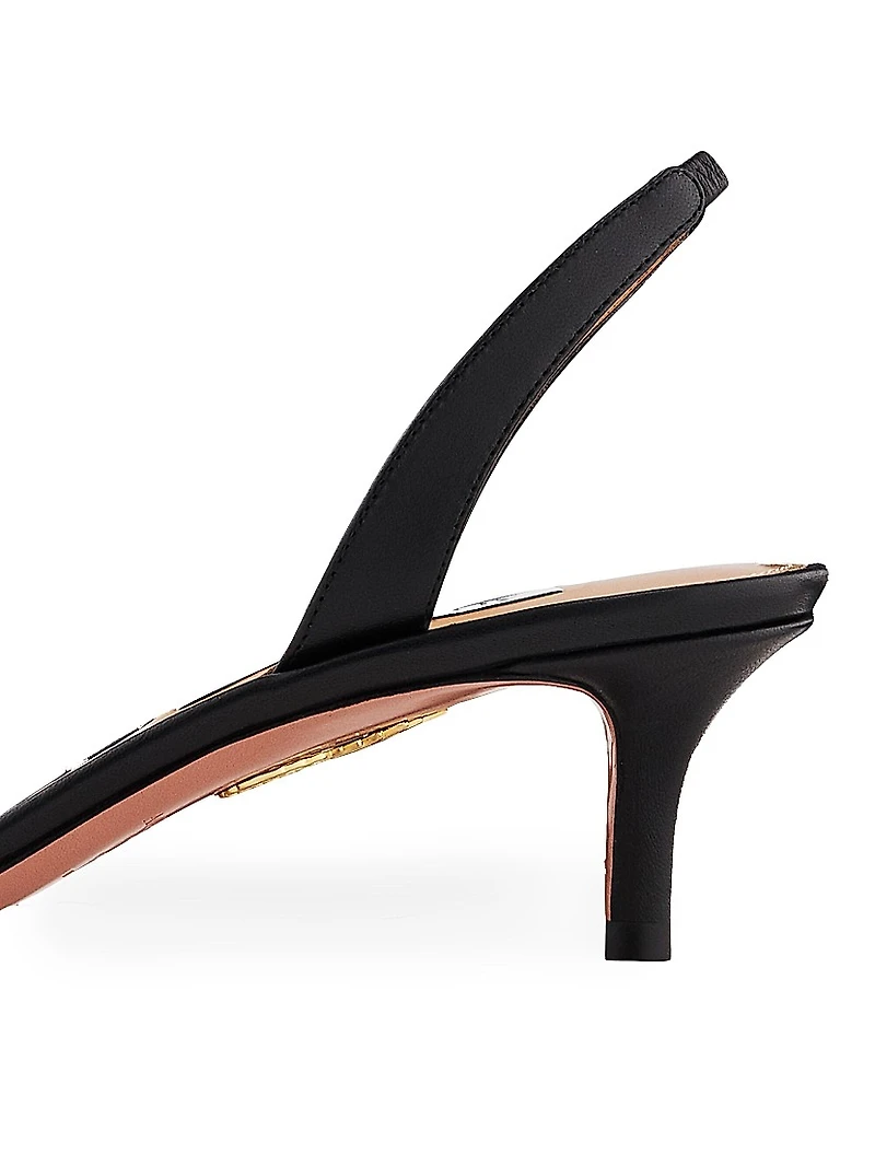 So Nude 50MM Leather Slingback Sandals