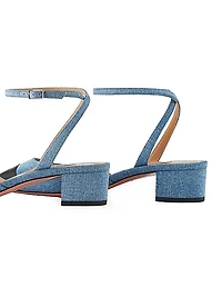 French Flirt Denim & Leather Ankle Pumps