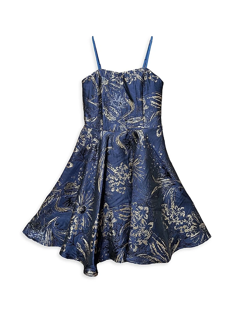 Girl's Floral Jacquard Dress