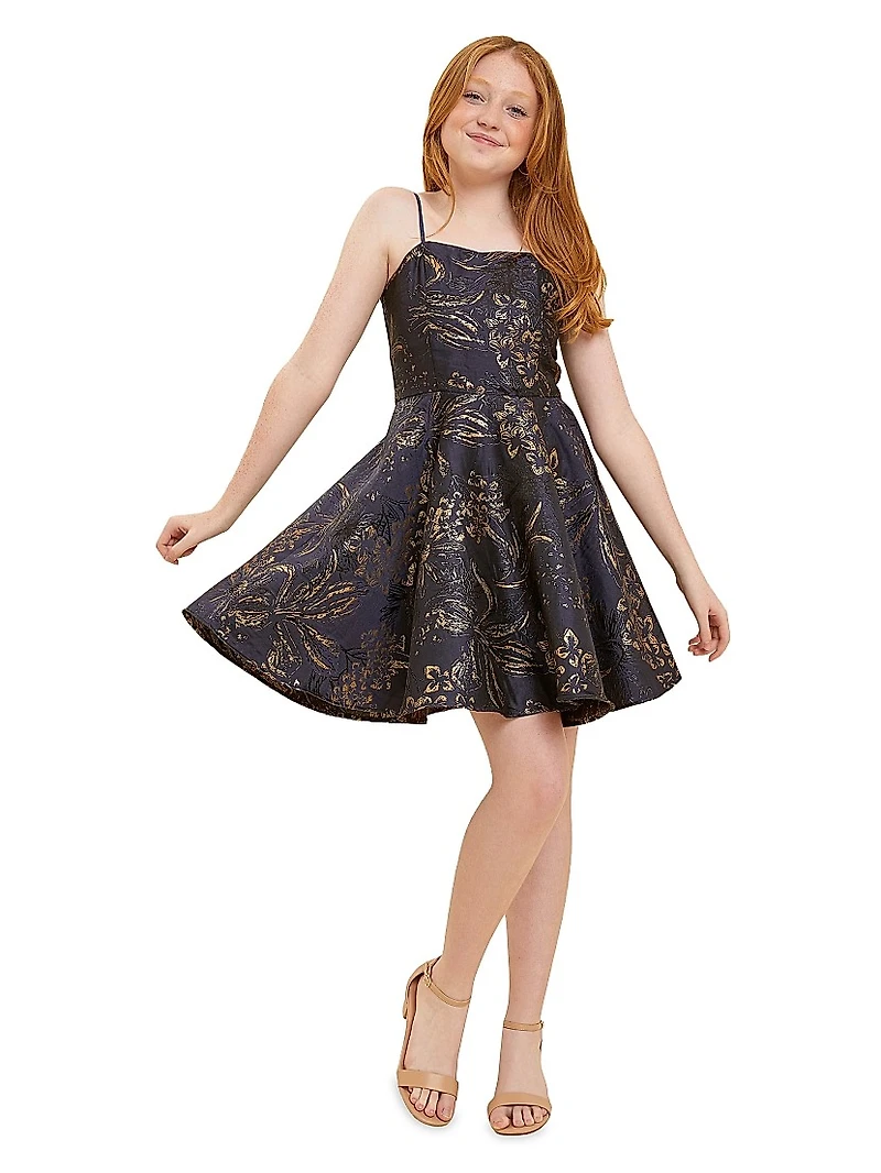 Girl's Floral Jacquard Dress