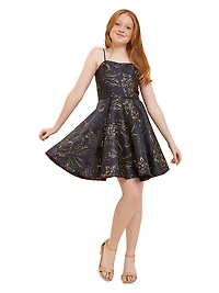 Girl's Floral Jacquard Dress