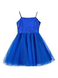 Girl's Sequin Fit-And-Flare Tulle Dress