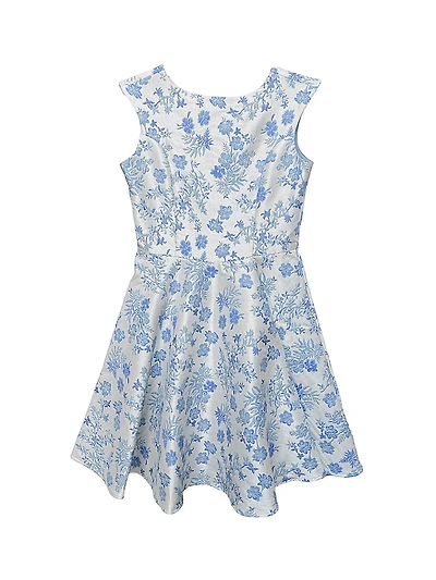 Girl's Floral Jacquard A-Line Dress
