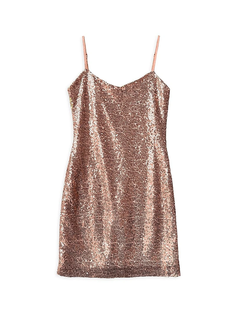 Girl's Sequin-Embellished Fitted Dress