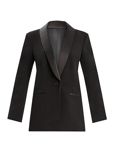 Single-Breasted Satin-Embellished Blazer