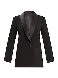 Single-Breasted Satin-Embellished Blazer