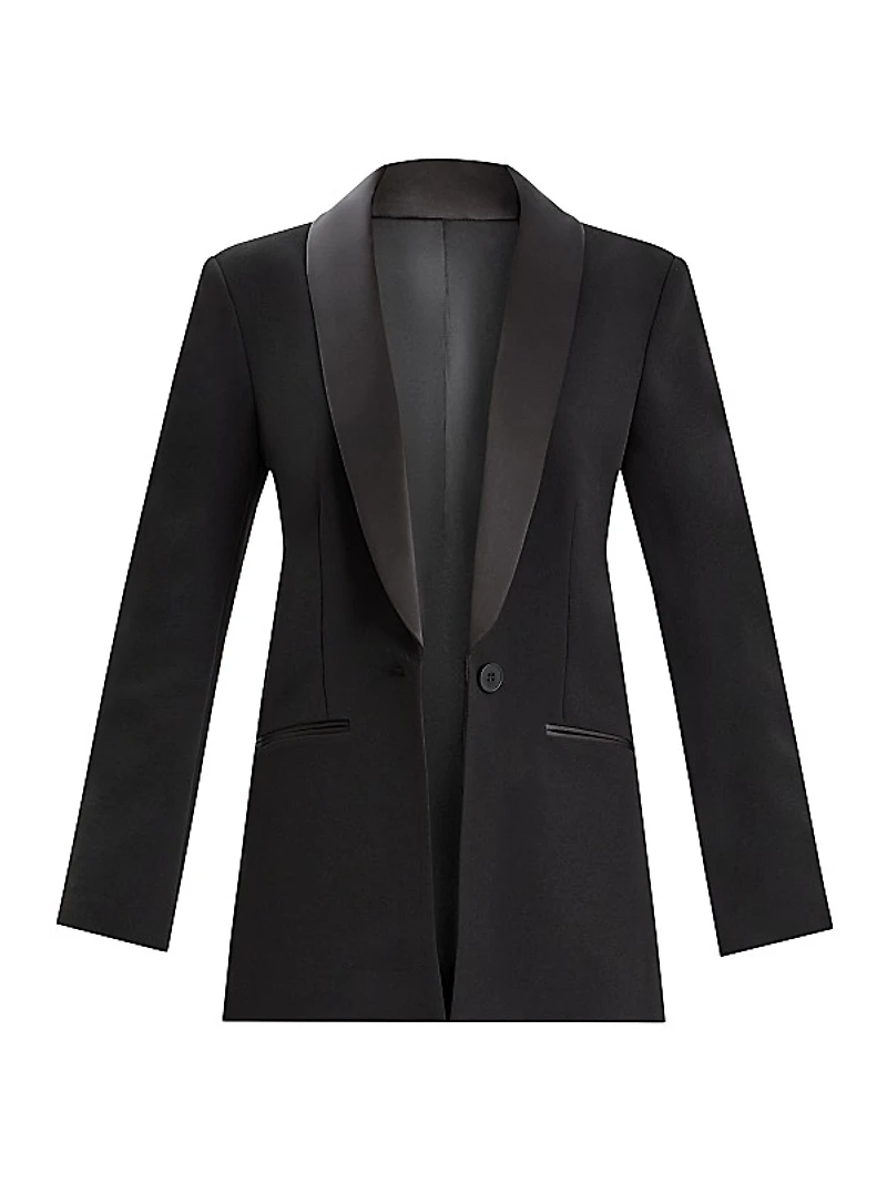 Single-Breasted Satin-Embellished Blazer