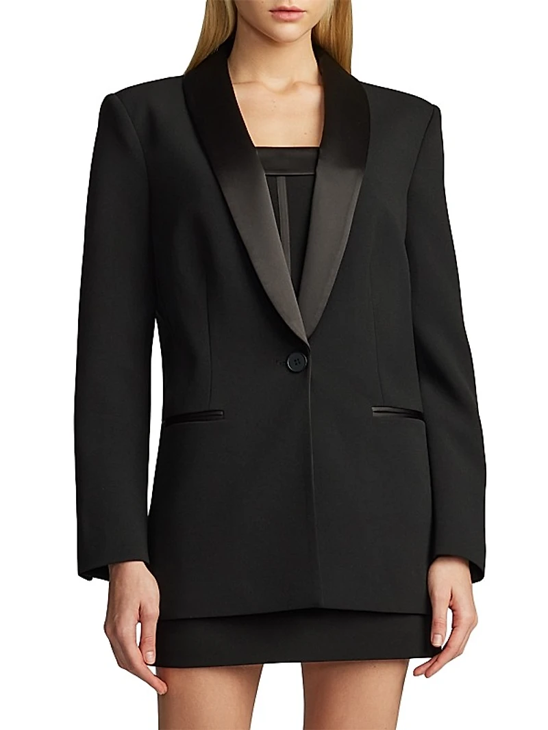 Single-Breasted Satin-Embellished Blazer