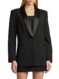 Single-Breasted Satin-Embellished Blazer