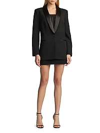 Single-Breasted Satin-Embellished Blazer