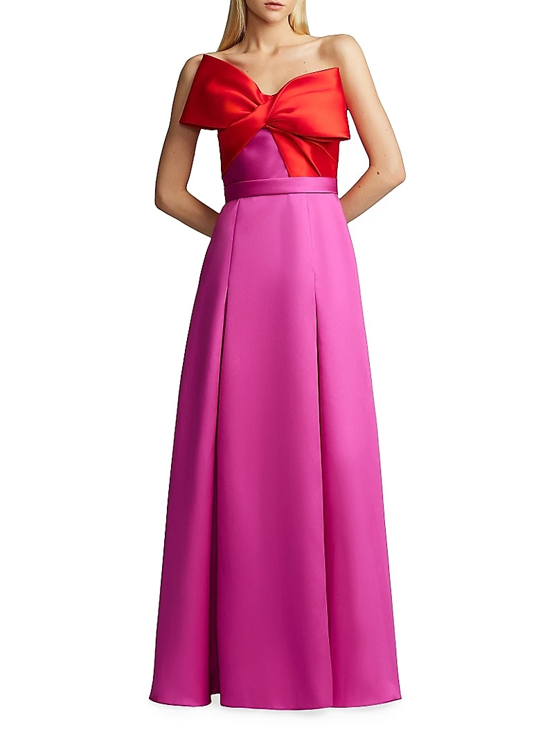 Colorblocked Bow Mikado Gown
