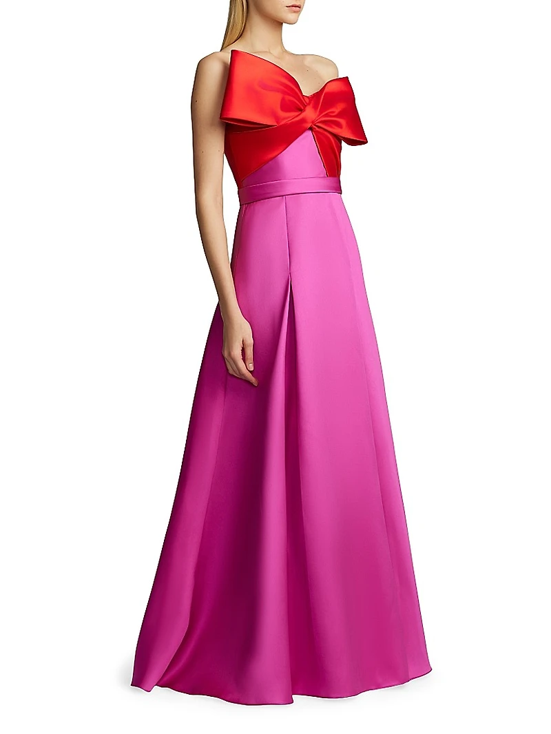 Colorblocked Bow Mikado Gown