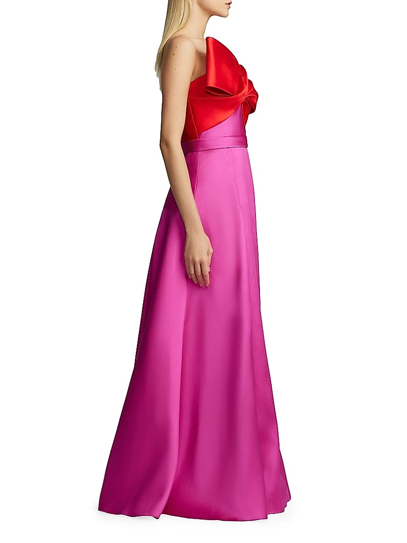 Colorblocked Bow Mikado Gown