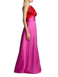 Colorblocked Bow Mikado Gown